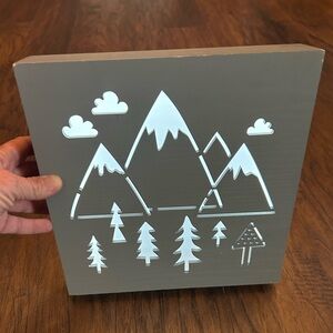 Gray Mountain and Tree LED Light Box